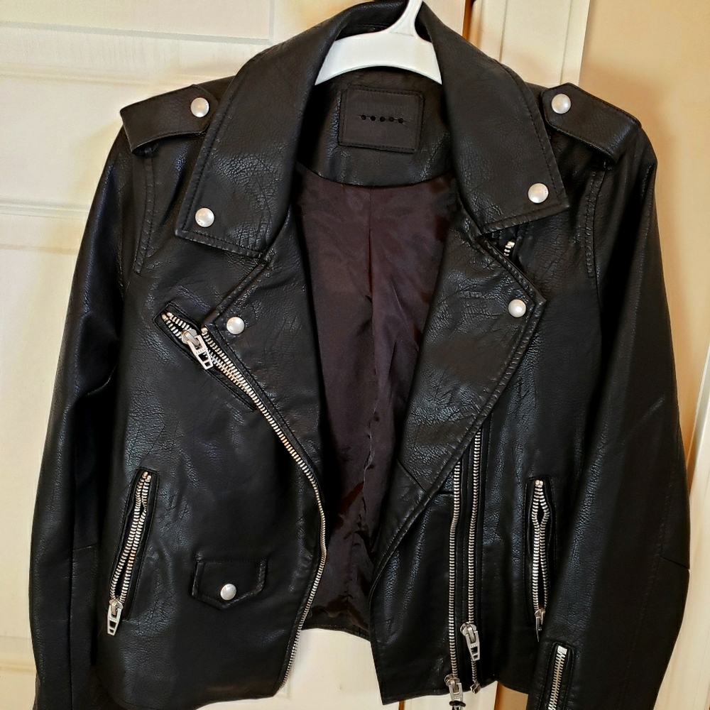 Blank NYC vegan faux leather moto jacket